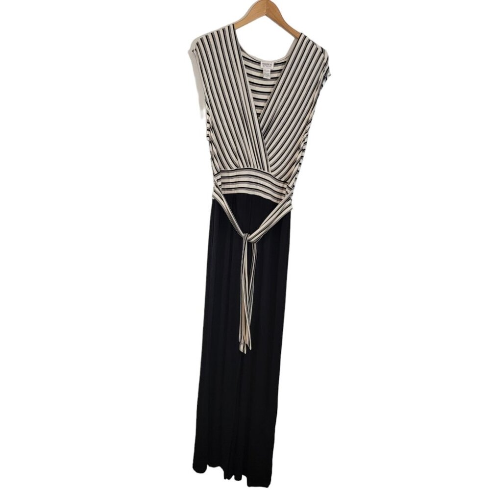 Monroe‎ & Main Cocktail Romper Striped Belted Party Night Out Jumpsuit Large NEW